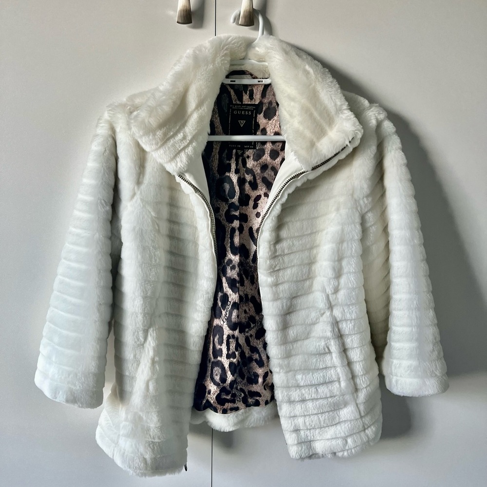 Guess Faux Fur and Vegan Leather Jacket